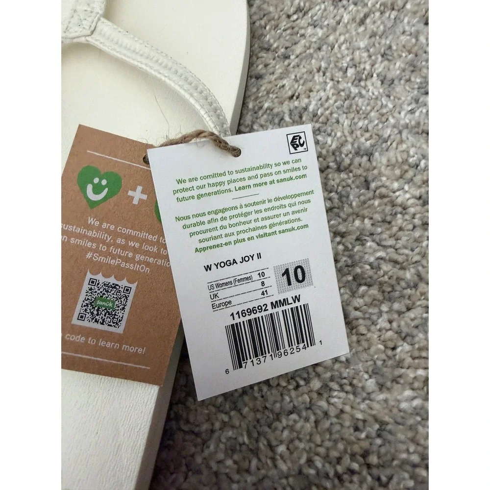 Sanuk Yoga Joy II Flip Flops – Marshmallow Woven – Women's Size 10 – NWT